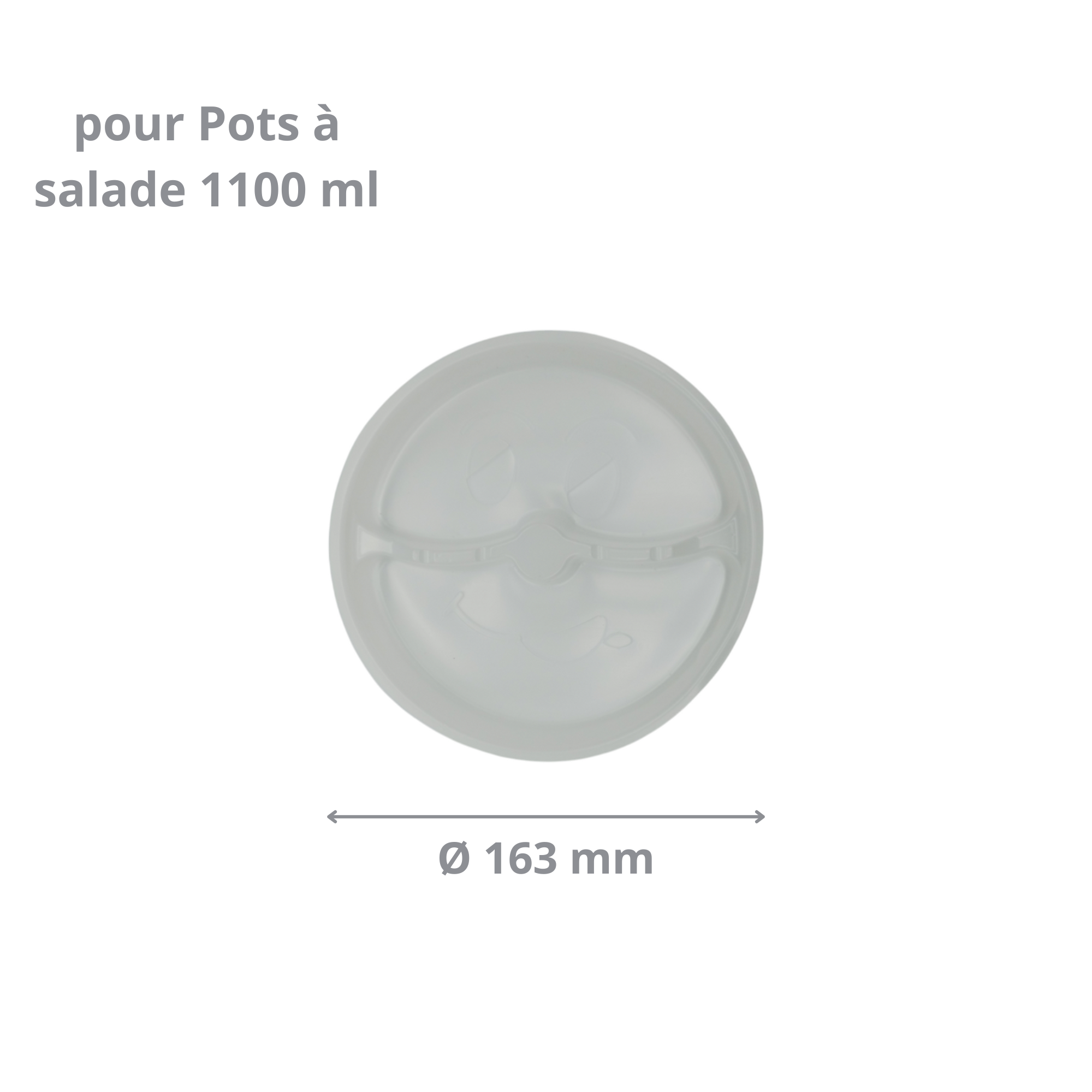 Insert 2 compartiments transparent en plastique RPET de diamètre 163 mm pour Pot Salade 1100 ml